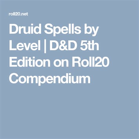 druid roll20|roll20 druid spells.